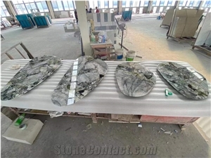 Natural Stone Ice Jade Marble Tiles  For Villa Decoration