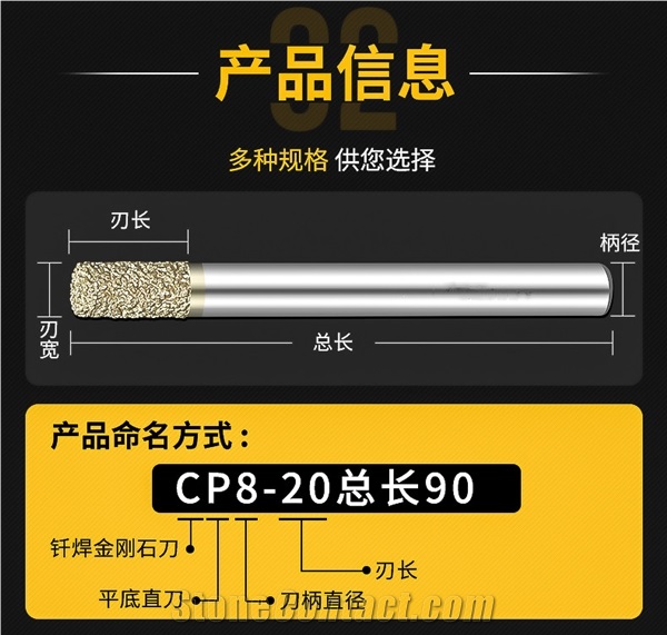 Brazing Flat Bottom Straight Knife For Granite Marble