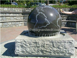 Large Rolling Sphere Fountain, Granite Ball Fountain, Black Globe  Fountain