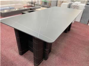 Sintered Stone Laurence Black Gold Whole Set Rectangle Table
