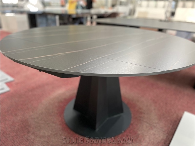 Sintered Stone Laurence Black Gold Whole Set Rectangle Table
