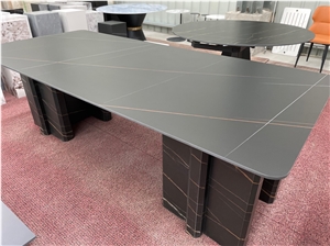 Sintered Stone Laurence Black Gold Whole Set Rectangle Table