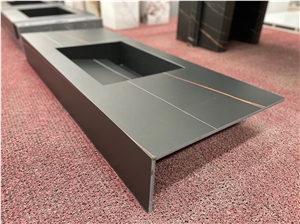 Sintered Stone Laurence Black Gold Whole Set Rectangle Table