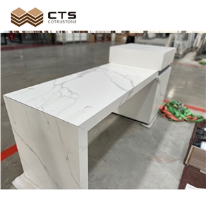 White Thin Sintered Stone 6Mm Kitchen Desk Top Calacatta