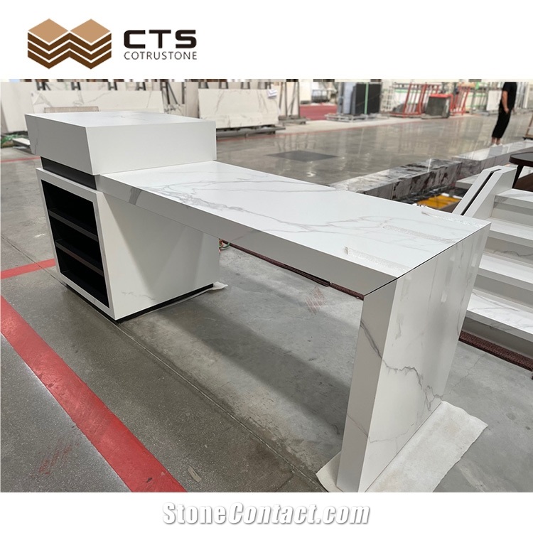 White Thin Sintered Stone 6Mm Kitchen Desk Top Calacatta