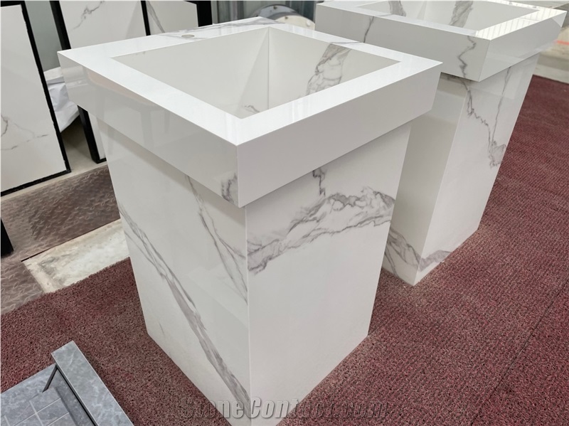 White Thin Sintered Stone 6Mm Kitchen Desk Top Calacatta