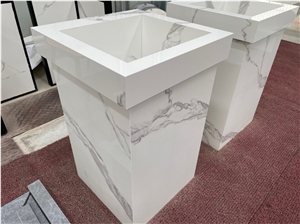 White Thin Sintered Stone 6Mm Kitchen Desk Top Calacatta