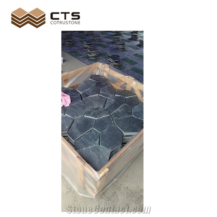 Black Irregular Step Stone Loose Stone 1 M2 Per Layer Cheap
