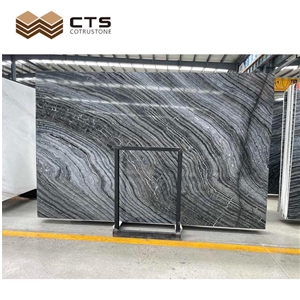 China Black Ancient Wood Silver Grey Polished Marble