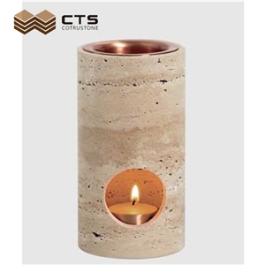 Fancy Beige Travertine Candle Holder Jar Wholesale