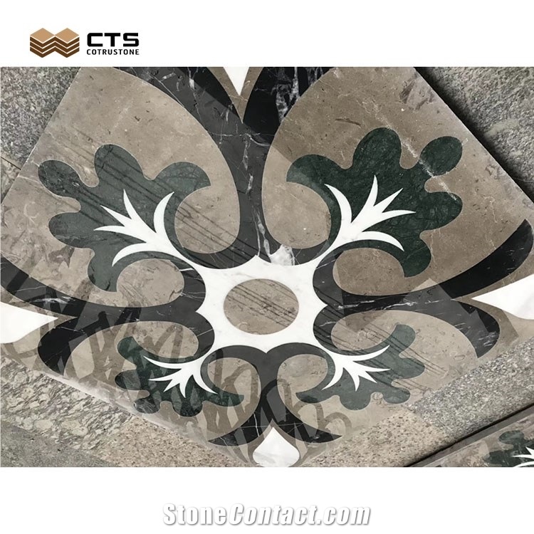 Fancy Pattern Waterjet Mosaic Art Work - Waterjet Cut Floor Medallion