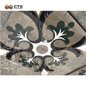 Fancy Pattern Waterjet Mosaic Art Work - Waterjet Cut Floor Medallion