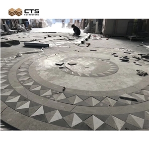 Fancy Pattern Waterjet Mosaic Art Work - Waterjet Cut Floor Medallion