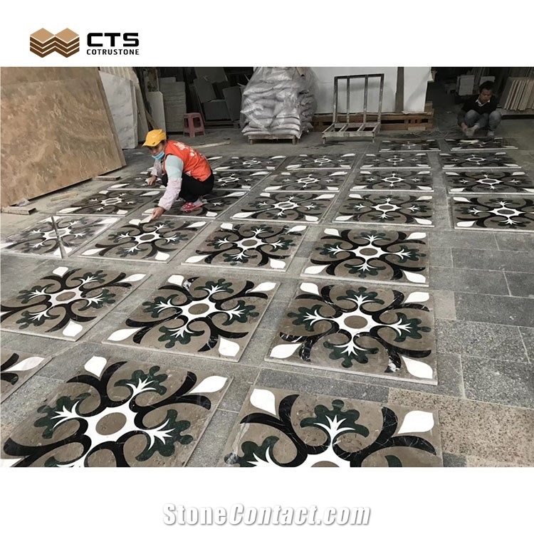 Fancy Pattern Waterjet Mosaic Art Work - Waterjet Cut Floor Medallion