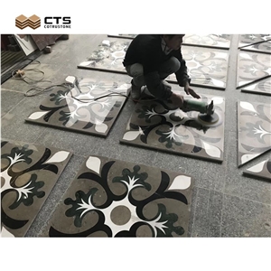 Fancy Pattern Waterjet Mosaic Art Work - Waterjet Cut Floor Medallion