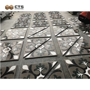 Fancy Pattern Waterjet Mosaic Art Work - Waterjet Cut Floor Medallion