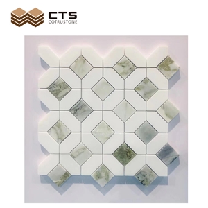 Ice Emerald Ice Jade Marble Mosaic Herringbone Cool Green