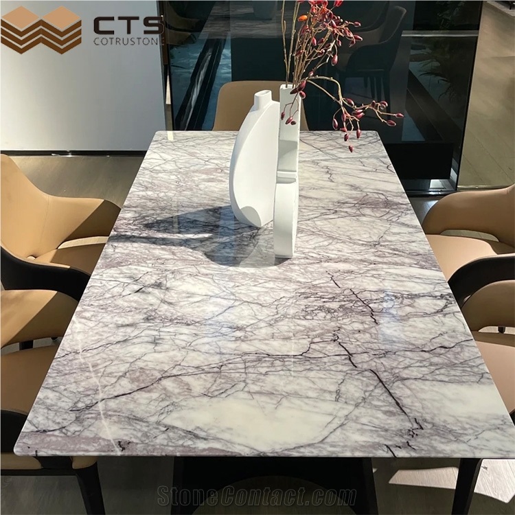 Nice Lilac White Marble Dining Table Wall Floor Marble Tile