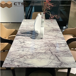 Nice Lilac White Marble Dining Table Wall Floor Marble Tile