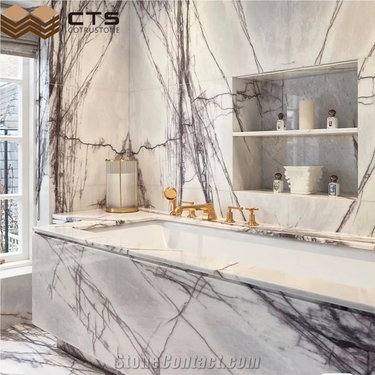 Nice Lilac White Marble Dining Table Wall Floor Marble Tile