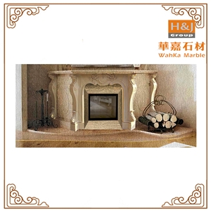 Custom Beige Marble Flower Handcarved Fireplace Mantel Custom Beige Marble Flower Handcarved Fireplace Mantel