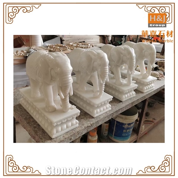 Natural Stone Elephant Animal  Hand Carved  Fireplace Mantel