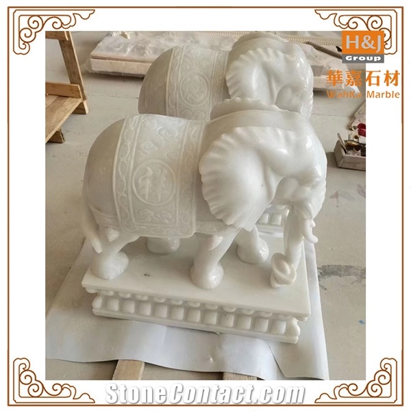 Natural Stone Elephant Animal  Hand Carved  Fireplace Mantel