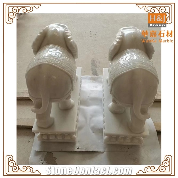 Natural Stone Elephant Animal  Hand Carved  Fireplace Mantel