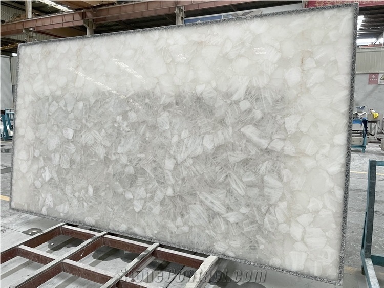 Translucent Backlit White Crystal Semiprecious Stone