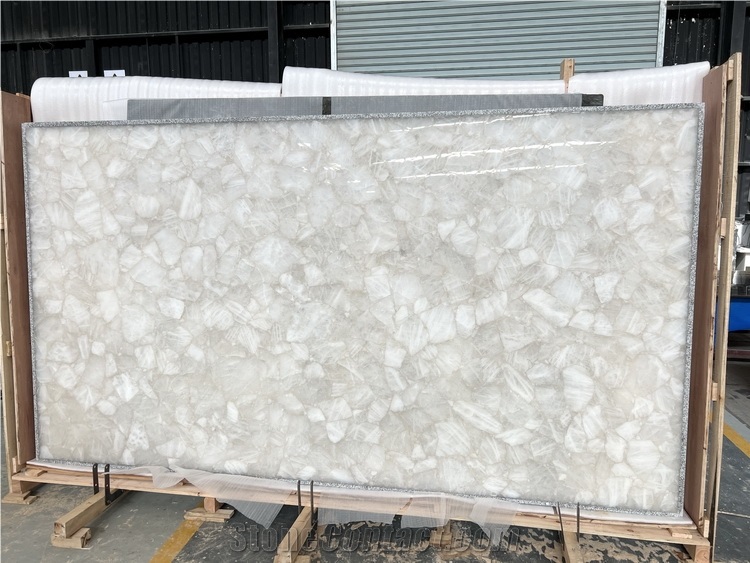 Translucent Backlit White Crystal Semiprecious Stone