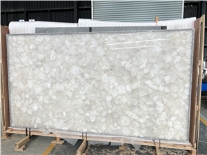 Translucent Backlit White Crystal Semiprecious Stone