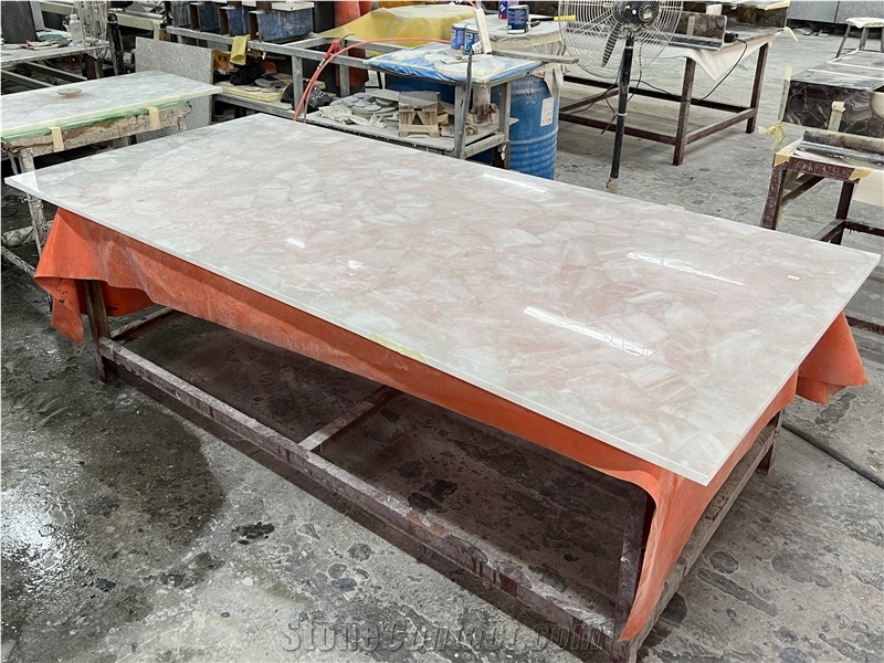 Translucent Backlit White Crystal Semiprecious Stone