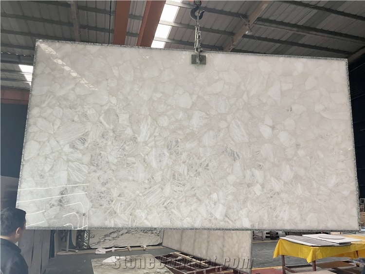 Translucent Backlit White Crystal Semiprecious Stone