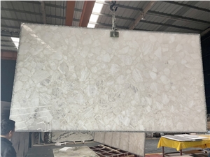 Translucent Backlit White Crystal Semiprecious Stone