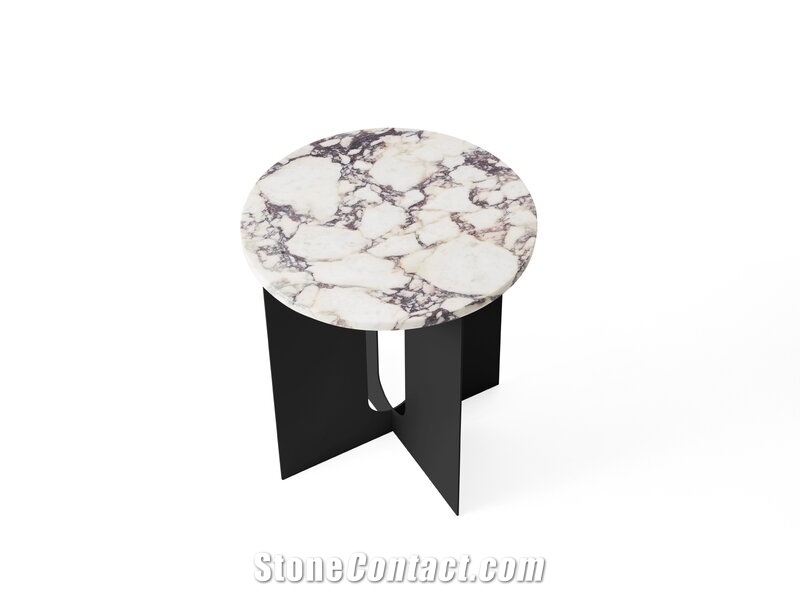 Androgyne Side Tabletop Calacatta Viola Marble Table Top