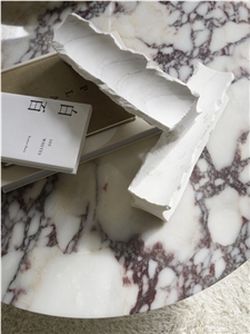 Androgyne Side Tabletop Calacatta Viola Marble Table Top