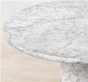 BIANCO CARRARA VITOLO CARVED ROUND DINING TABLE