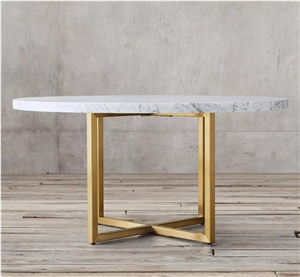 BIANCO CARRARA VITOLO CARVED ROUND DINING TABLE