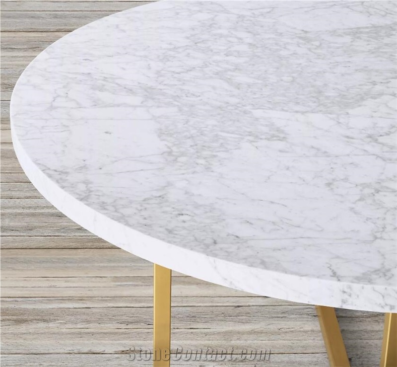 BIANCO CARRARA VITOLO CARVED ROUND DINING TABLE