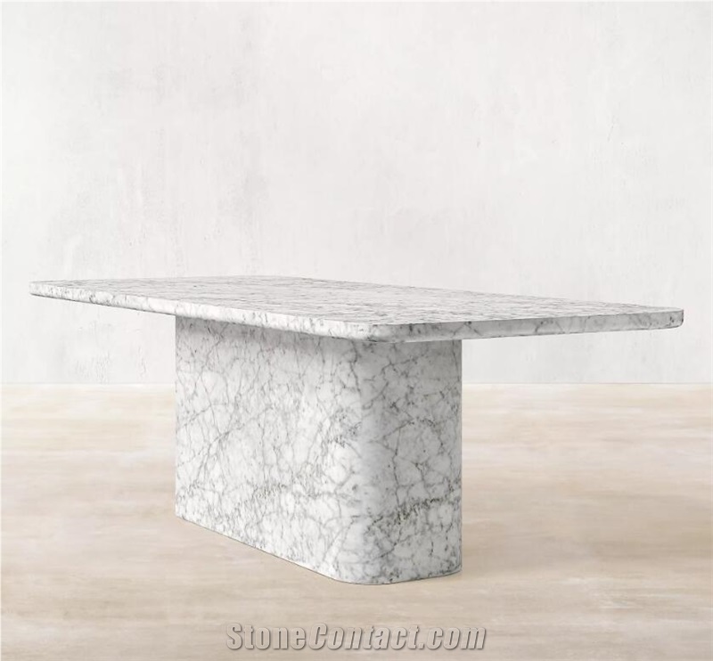 BIANCO CARRARA VITOLO CARVED ROUND DINING TABLE