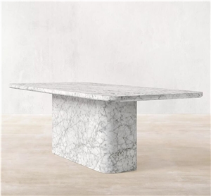 BIANCO CARRARA VITOLO CARVED ROUND DINING TABLE