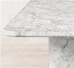 BIANCO CARRARA VITOLO CARVED ROUND DINING TABLE