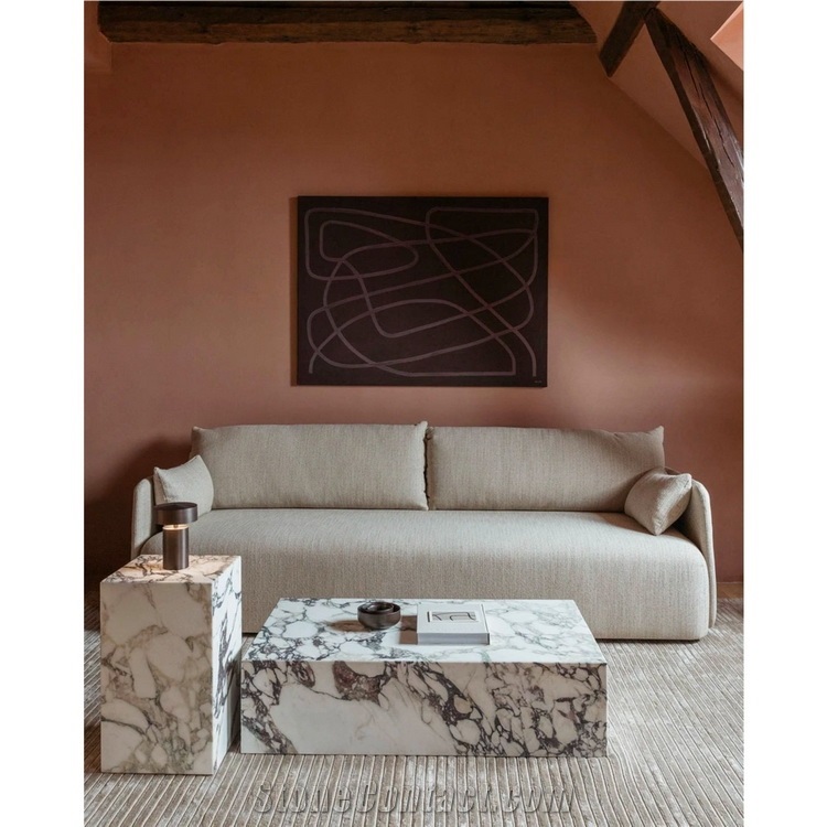 Calacatta Viola Marble Low Plinth Coffee Side Table