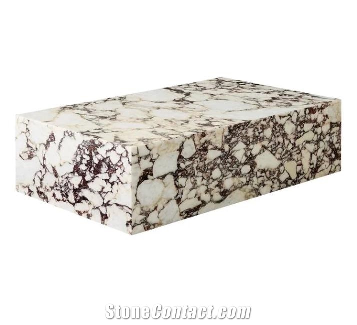 Calacatta Viola Marble Low Plinth Coffee Side Table