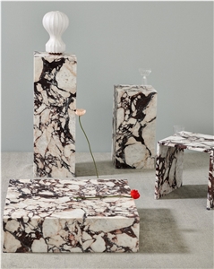 Calacatta Viola Marble Tall Plinth Coffee Side Table