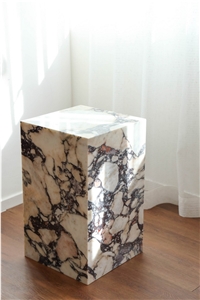Calacatta Viola Marble Tall Plinth Coffee Side Table