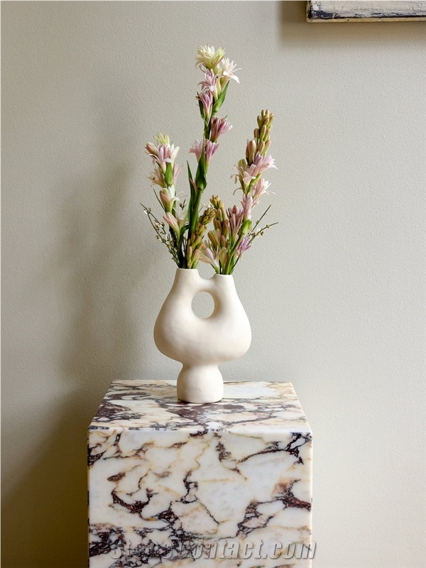 Calacatta Viola Marble Tall Plinth Coffee Side Table