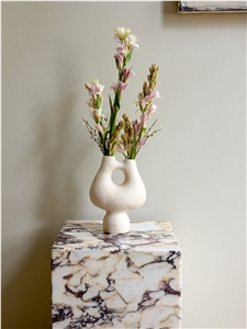 Calacatta Viola Marble Tall Plinth Coffee Side Table