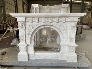 Customized Modern Hand Carved White Marble Fireplace