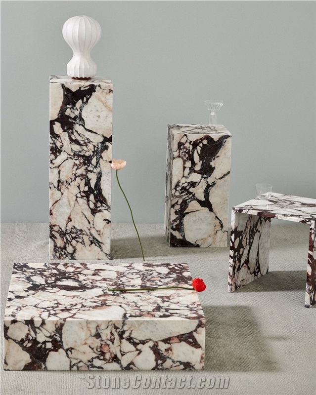 Factory Directly Calacatta Viola Marble Plinth Coffee Table